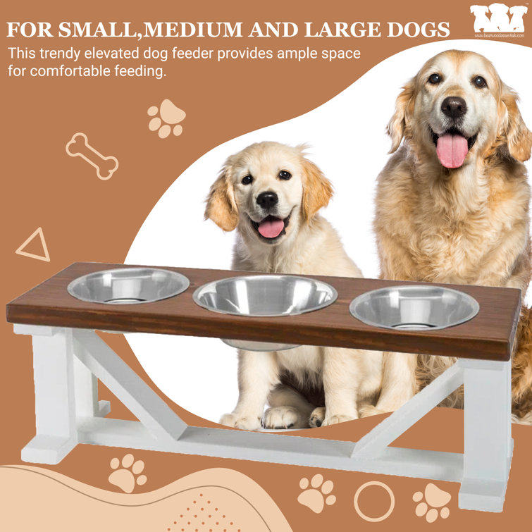 Triple elevated dog clearance feeder